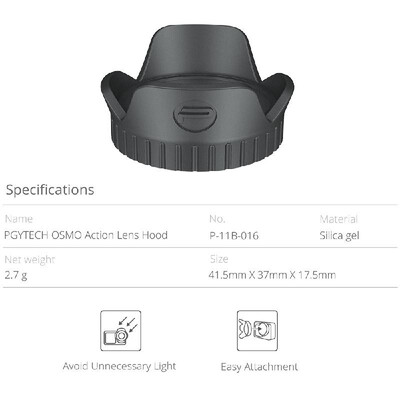 

PGYTECH P-11B-016 Lens Hood Action Camera Lens Cap Sunshade Cover Rubber Protector for DJI OSMO Action Camera