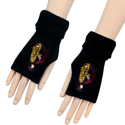 

Anime Demon Slayer Kimetsu No Yaiba Winter Warm Cotton Unisex Long Fingerless Gloves Work Halffinger Gloves With Thumb Hole