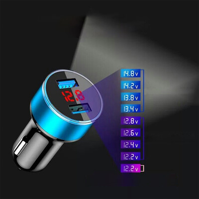 

31A Dual USB LED Car Charger with Blue Indicator Light Multi-protection Universal for 12V24V Vehicles