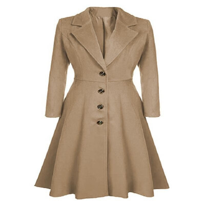 

Solid Notched Lapel Buttons Long Sleeves Coat