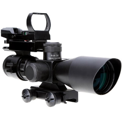 

25-10X40 Illuminated Tactical Riflescope with Red Laser Detachable Reflex Lens Red Green Dot Sight Scope