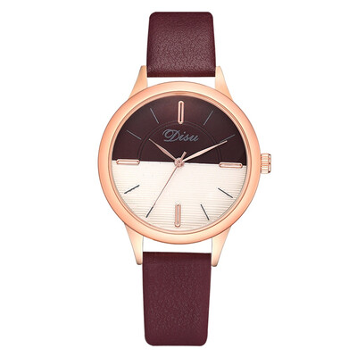 

Womens watch new alloy PU watch two-color mirror simple casual fashion watch