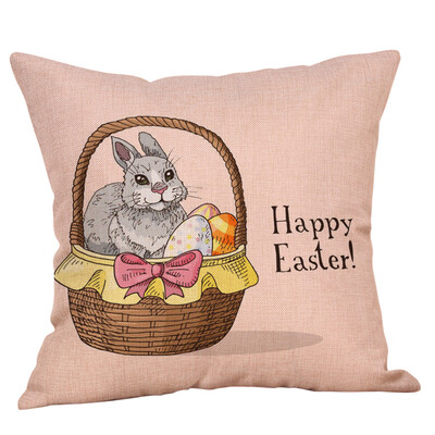 

〖Follure〗Easter Cotton Square Rabbit Throw Pillow Case Waist Cushion Cover Home Decor A