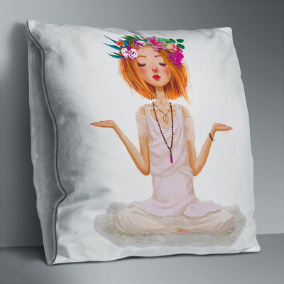 

1 Pc Creative Geometry Yoga Meditating Pattern Double-sided Polyester Pillowcase
