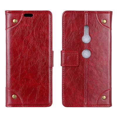 

MOONCASE Sony Xperia XZ3 copper buckle nappa leather case - wine red