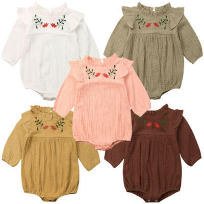 

US Newborn Baby Boy Girl Romper Cotton Bodysuit Jumpsuit Pure Color Clothes Sets