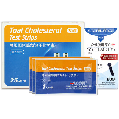 

Aike total cholesterol test strip dry chemical method 25 tablets 25 blood collection needles