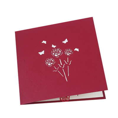 

3D Pop up Flower Carnation Postcard Paper Greeting Card Mother Thanksgiving Gift