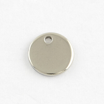 

304 Stainless Steel Blank Stamping Tag Flat Round Charms Pendants Stainless Steel Color 8x1mm Hole 1mm
