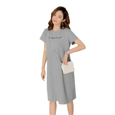 

Letter Print T-shirt Dress Women O-neck Short Sleeve Cotton Slim Dresses