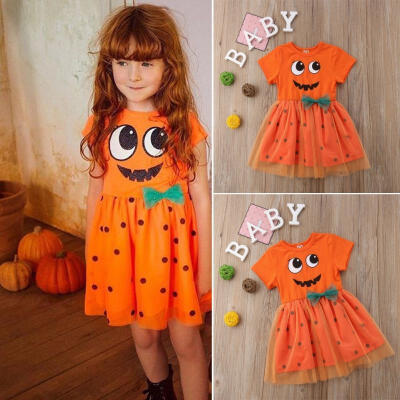 

Newborn Infant Baby Girl Halloween Pumpkin Printed Princess Tutu Dress Clothes