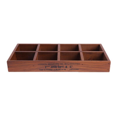 

Vintage Wooden Desktop Storage Boxes Flower Plant Pot 8 Grid Storage Case