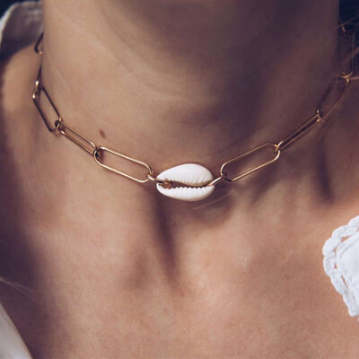 

Fashion Women Necklace Shell Clavicle Chain Gold Necklace Glamour Lady Summer Seaside Jewelry Accessories