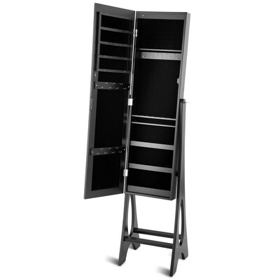 

Standing Mirror Jewelry Cabinet -Black