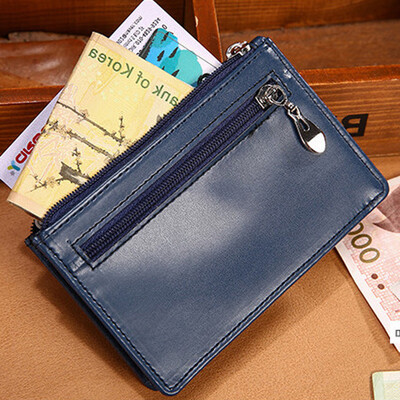

Tailored Mens Bifold Business Leather Zipper Wallet ID Ultrathin Credit Card Pockets