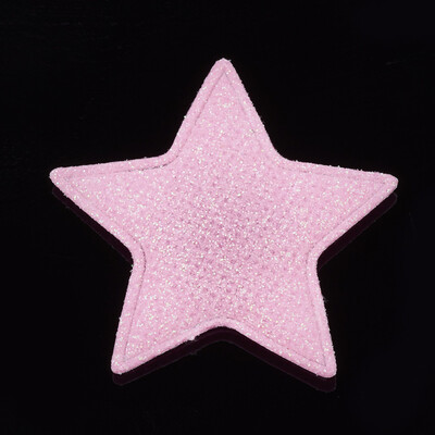 

Glitter PU Patches with Non Woven Fabric Back&Sponge Inside Star PearlPink 51x5455x4mm