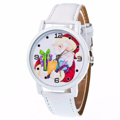 

Snowman Christmas Elderly Gift Unisex Watches Hot Design Leather Analog Quartz Watch Wristwatches Mens Watches Women Clock