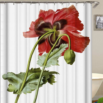 

180180cm Waterproof Mildew Proof Floral Bathroom Shower Curtain with Hooks