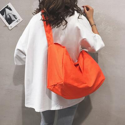 

Big bag female 2019 new ulzzang lazy canvas Messenger bag Korean casual wild broadband shoulder bag