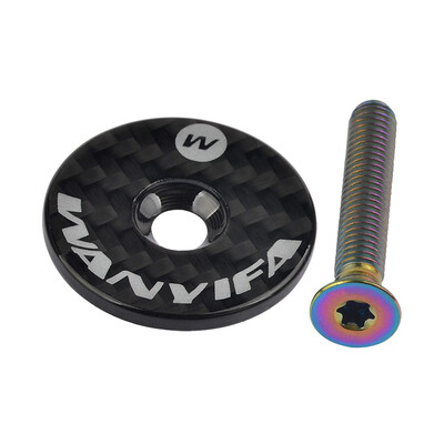 

Wanyifa 1 18" CNC 3K Carbon Fiber Glossy Road Mountain Bike Cycling Headset Stem Top Cap M6X35 Titanium Bolt Only 7g