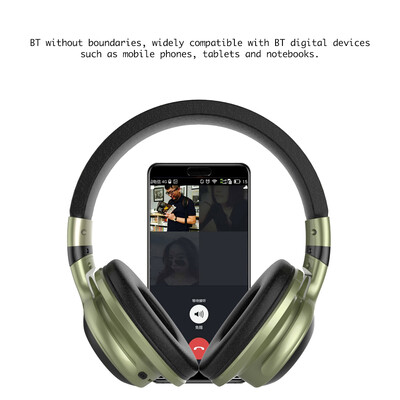 

LED Light Wireless BT Headphones Over-Ear Earphone Foldable Stereo Mic Headset Support TF Card FM Audio Jack