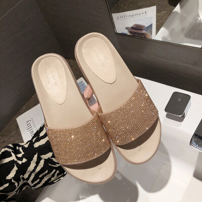 

Sandals&slippers female summer wear fashion Korean version of thick bottom tide slippers female Joker rhinestone drag