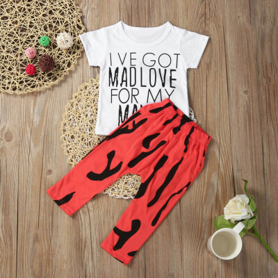 

Newborn Infant Baby Boy Short Sleeve Letter T-shirtPants Outfits Clothes Set