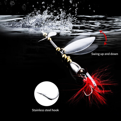 

Saidsome 8CM Metal Fishing Lure Sequins Spinner Spoon Baits Feather Fishhook Tackle 7G fishing bait fishing lure