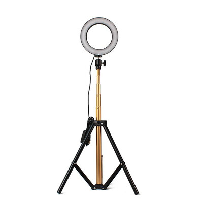 

DC5V 7W LED Light Round Selfie Camera Lamp with Telescopic Tripod USB Powered Operated 10 Levels Adjustable Brightness Dimmable C