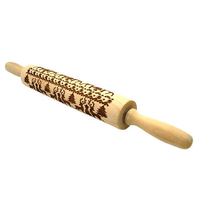 

Christmas Reindeer Engraved Embossing Rolling Pin for Cookies Cake Baking