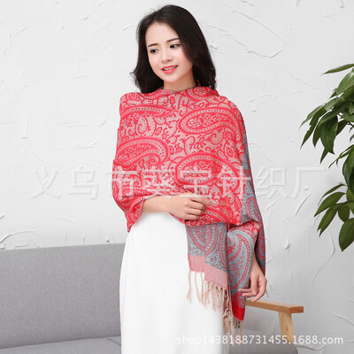 

New cashew scarf female autumn&winter national wind shawl dual-use jacquard Lijiang shawl scarf autumn&winter women wholesale