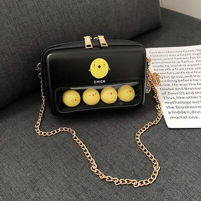 

Ins super fire chain bag female 2019 new Korean version of the wild single shoulder slung fashion cartoon girl small square bag