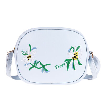 

PU Leather Embroidery Women Lovely Mini Round Bag Shoulder Crossbody Bag
