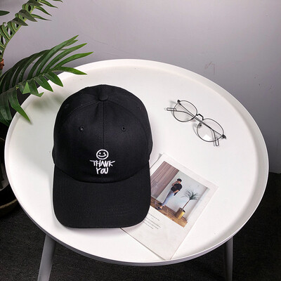 

New fashion Korean baseball cap for women casual sun protection cap for men smiling face cotton soft top sun hat trend