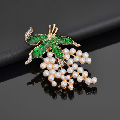 

Attractive fashion Women Jewelry Pearl Enamel Leaves Flower Circle Plant Brooch Pin Party Gifts