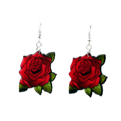 

New Women Fashion Halloween Earrings Long Acrylic Rose Earrings