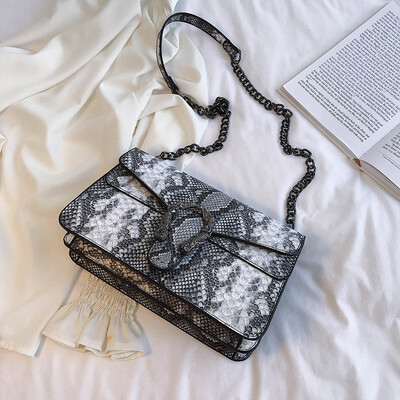 

Qiao Bani 2019 new European&American style fashion snake tattoo wine bag unilateral diagonal trend handbags cross-border exclusive