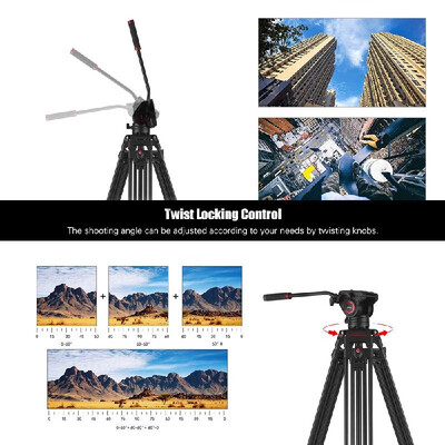 

Andoer VT1818 Professional Aluminum Alloy Video Tripod with Fluid Hydraulic Head for Canon Nikon Sony DSLR Cameras Camcorders Max