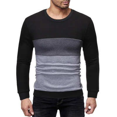 

Toponeto Men New Fashion Autumn Winter Long Sleeve Sweatshirt Patchwork Tops Blouse