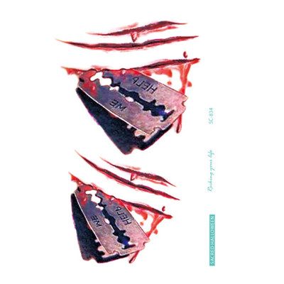 

〖Follure〗Waterproof Temporary Tattoo Sticker Scar Terror Wound Blood Injury Halloween Hot