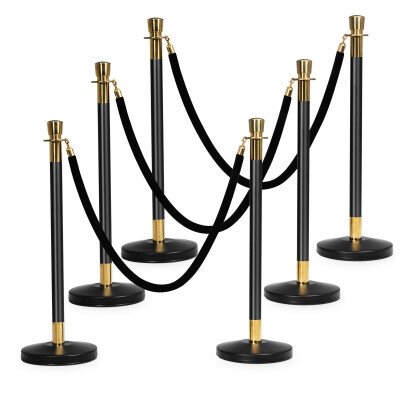 

6 pcs Pole Retractable Ropes Crowd Control Barrier Stanchion Posts