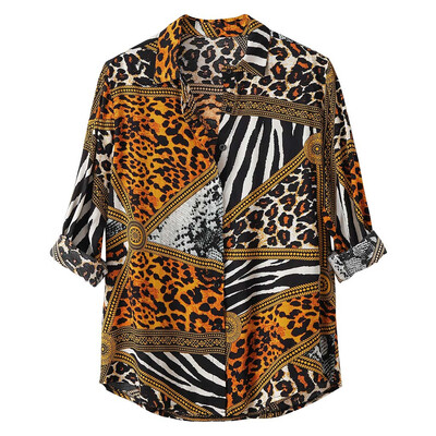 

Tailored Mens Autumn Loose Casual Daily Leopard Print Print Long Sleeve Shirt Top Blouse