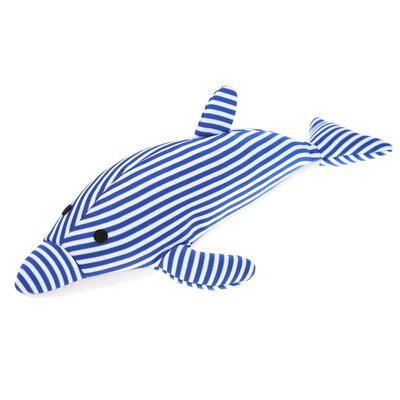 

Cute Stripes Dolphin Shape Pet Plush Toy Dog Sound Squeaky Teeth Clean Toys