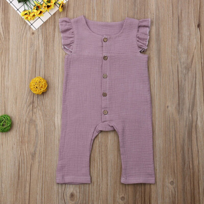 

Newborn Baby Girl Infant Summer Clothes Solid Sleeveless Romper Jumpsuit Sunsuit