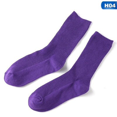 

Autumn Winter Solid color knitting College style Mid tube socks Retro Cotton Socks