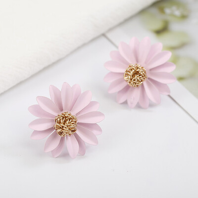 

New Fashion Flower Stud Earrings For Women Girl Small Cute Pink Yellow Color Earrings Fashion Brincos Wholesale Jewelry