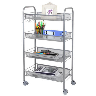 

4 Tier Shelf Shelving Rack Rolling Kitchen Pantry Storage Utility Cart
