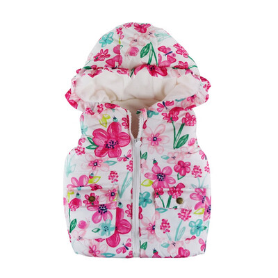 

Toddler Baby Girl Boy Sleeveless Butterfly Floral Ruched Hooded Warm Waistcoat
