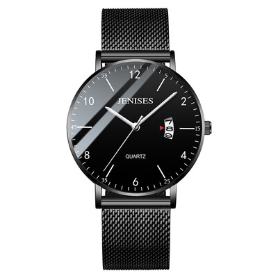 

Black Creative Watch Men Top Brand Luxury Mens Quartz Ultra Thin Watch Steel Mesh Date Waterproof Clock Male relogio masculino