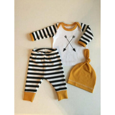 

UK Newborn Toddler Baby Girl Boy Cotton T-shirtPants 3pcs Outfits Set Clothes